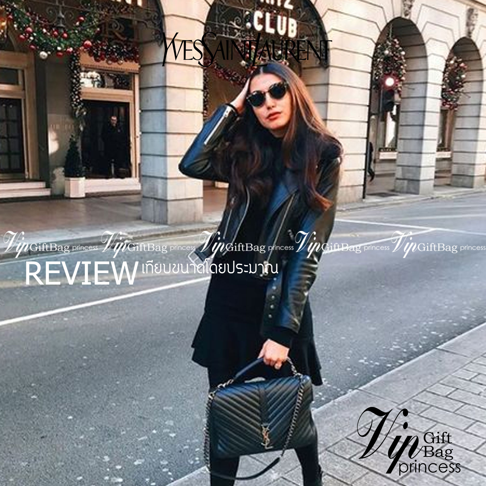 หนังแท้ YSL college large chain bag in quilted leather 30cm กระเป๋าสะพายใบใหญ่ ดีไซน์ทรงสวยหรู ตอบโจทย์ได้ทุกสไตล์ ภาพสินค้าถ่ายจากงานขายจริง ใช้งานต่างประเทศได้