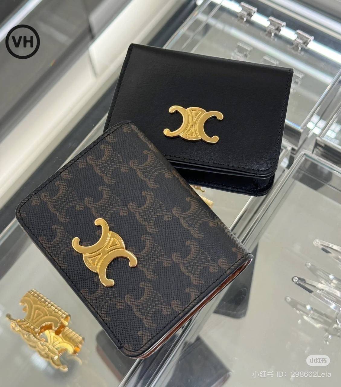 ORI หนังแท้ | CELINE Wallet / Celine Triomphe Compact Wallet กระเป๋าสตางค์ใบสั้น 2 พับ กระเป๋าสตางค์ซีลีน