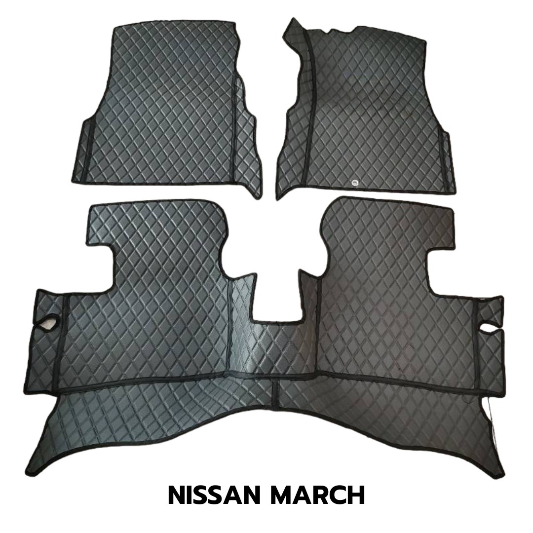 ยางปูพื้นรถยนต์ NISSAN MARCH ลายไดมอนด์ สีดำ เต็มคัน (พร้อมส่ง)