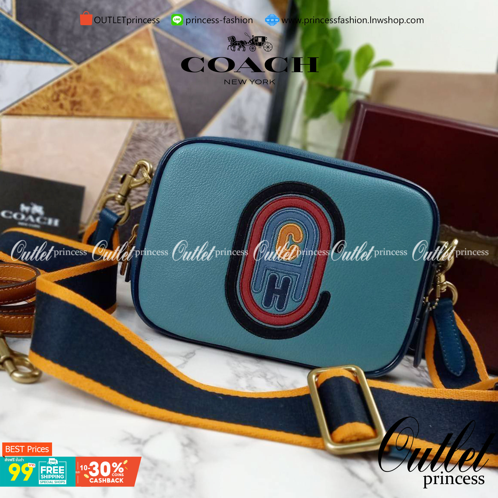 OUTLET 】COACH Camera Bag In Colorblock With Coach Patch (COACH F79278) 🍁หายากมากๆแล้วรุ่นนี้**จะถือ หรือสะพาย ได้ตามใจสั่ง //วัสดุหนังแท้เต็มใบ คุณภาพหนังดีมากๆ ปักโลโกตัวC ด้านหน้า ดูดีแบบไม่ซ้ำใคร //มาพร้อมสายสะพาย 2 สาย >>สายหนัง และสายสป