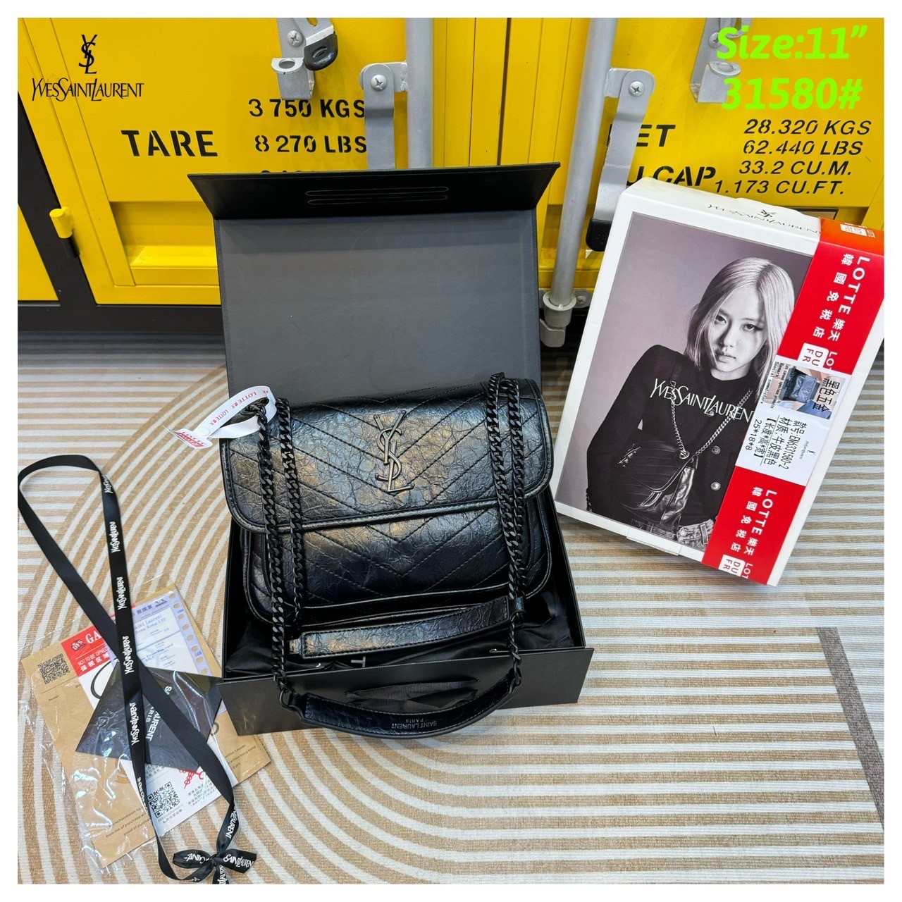 YSL NIKI IN VINTAGE LEATHER BAG กระเป๋าสะพายทรงคลาสสิคสุดฮอต (อะไหล่เงิน/ดำ) ที่ใครๆก็ต้องมีใช้ ดีไซน์เรียบหรู วัสดุหนังลายวินเทจสัมผัสดี