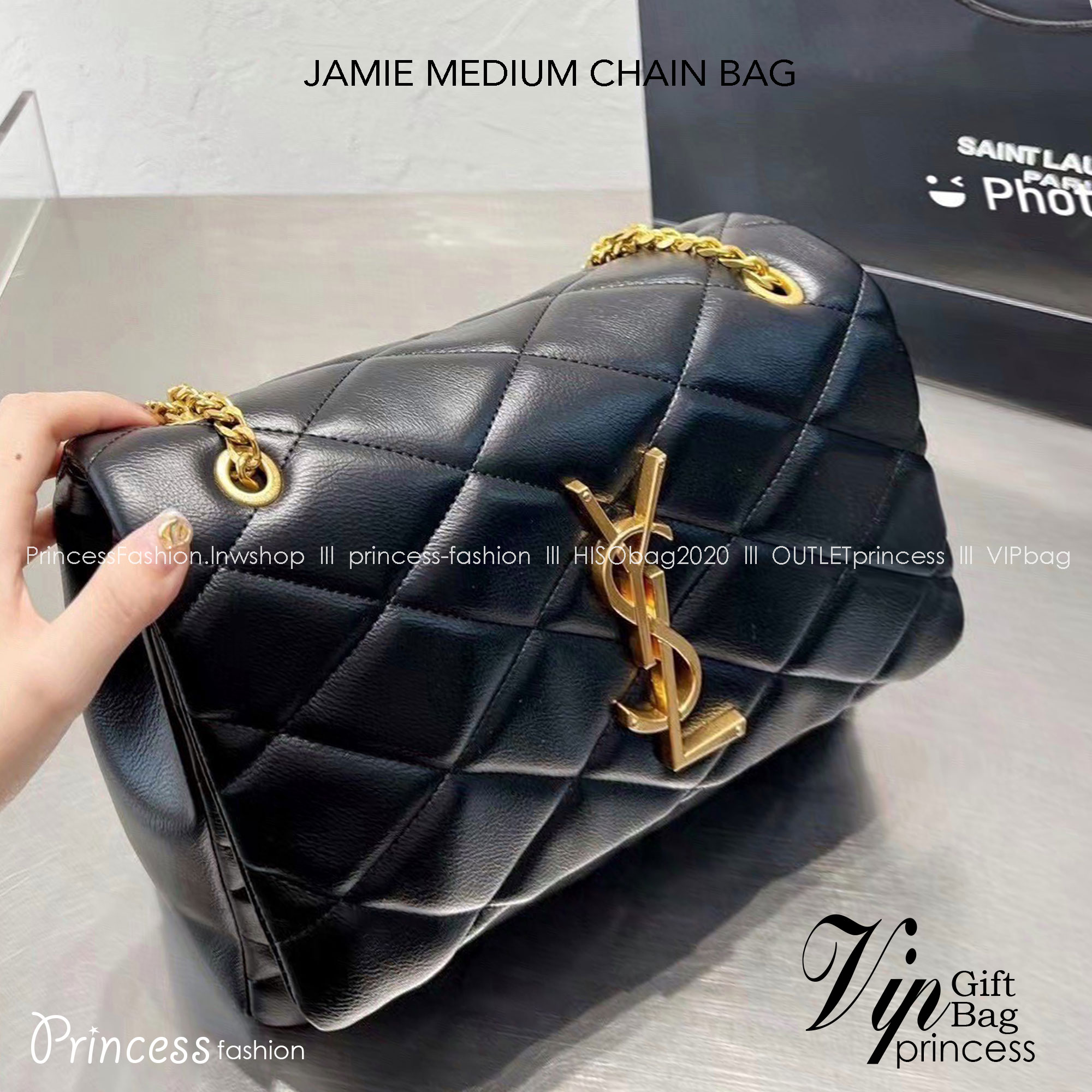 YSL JAMIE MEDIUM CHAIN BAG กระเป๋าสะพาย งานหนังสวยสมการรอคอยใครเล็งใบนี้มาแล้วน้า มาพร้อมสายโซ่สีทองเพิ่มความหรูขับผิว