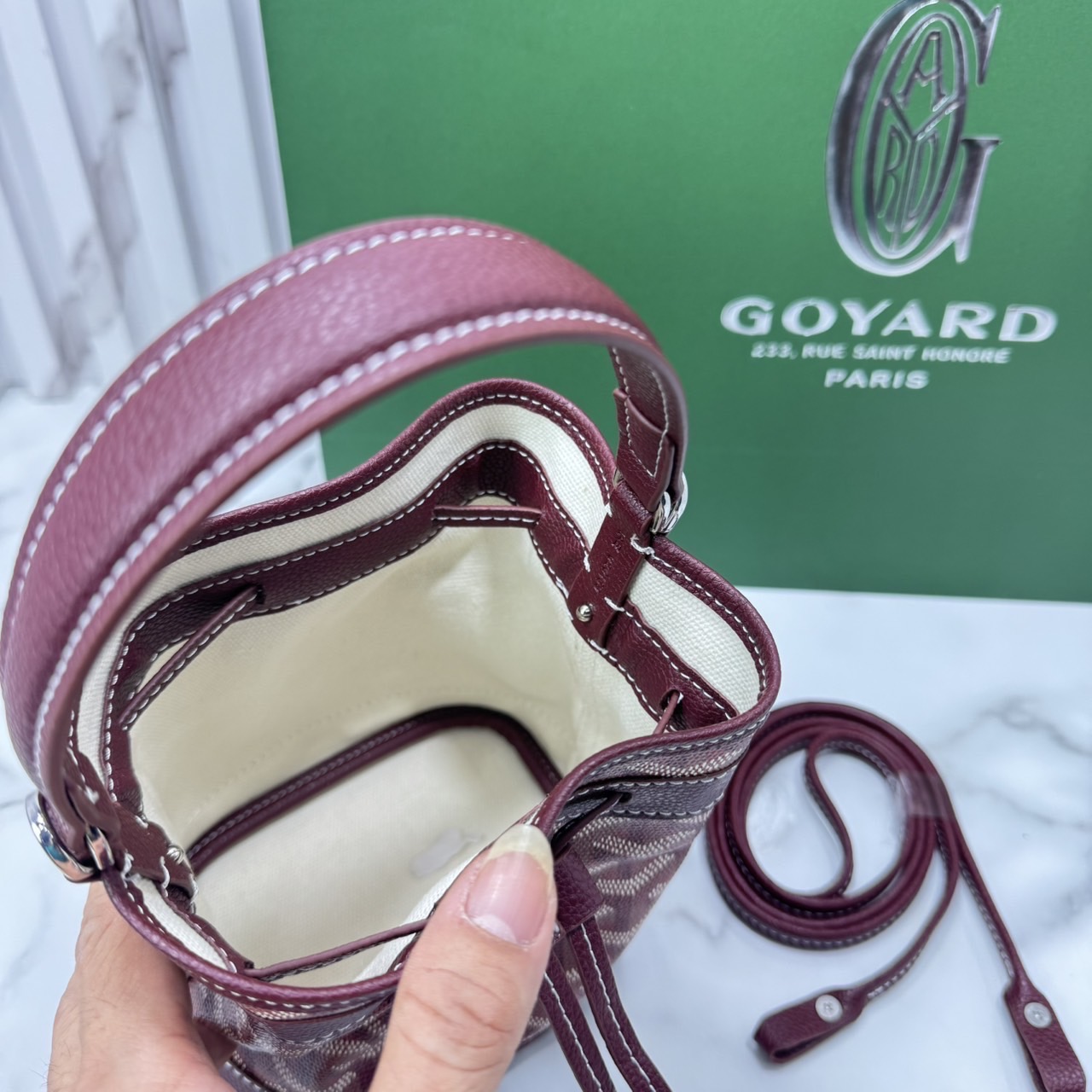 RI หนังแท้ | Goyard Petit Flot Mini bucket bag กระเป๋าสะพายทรงบัคเก็ต ไซส์มินิ ดูผู้ดีในตัว วัสดุหนังแคนวาสพิมพ์ลายสวยคม