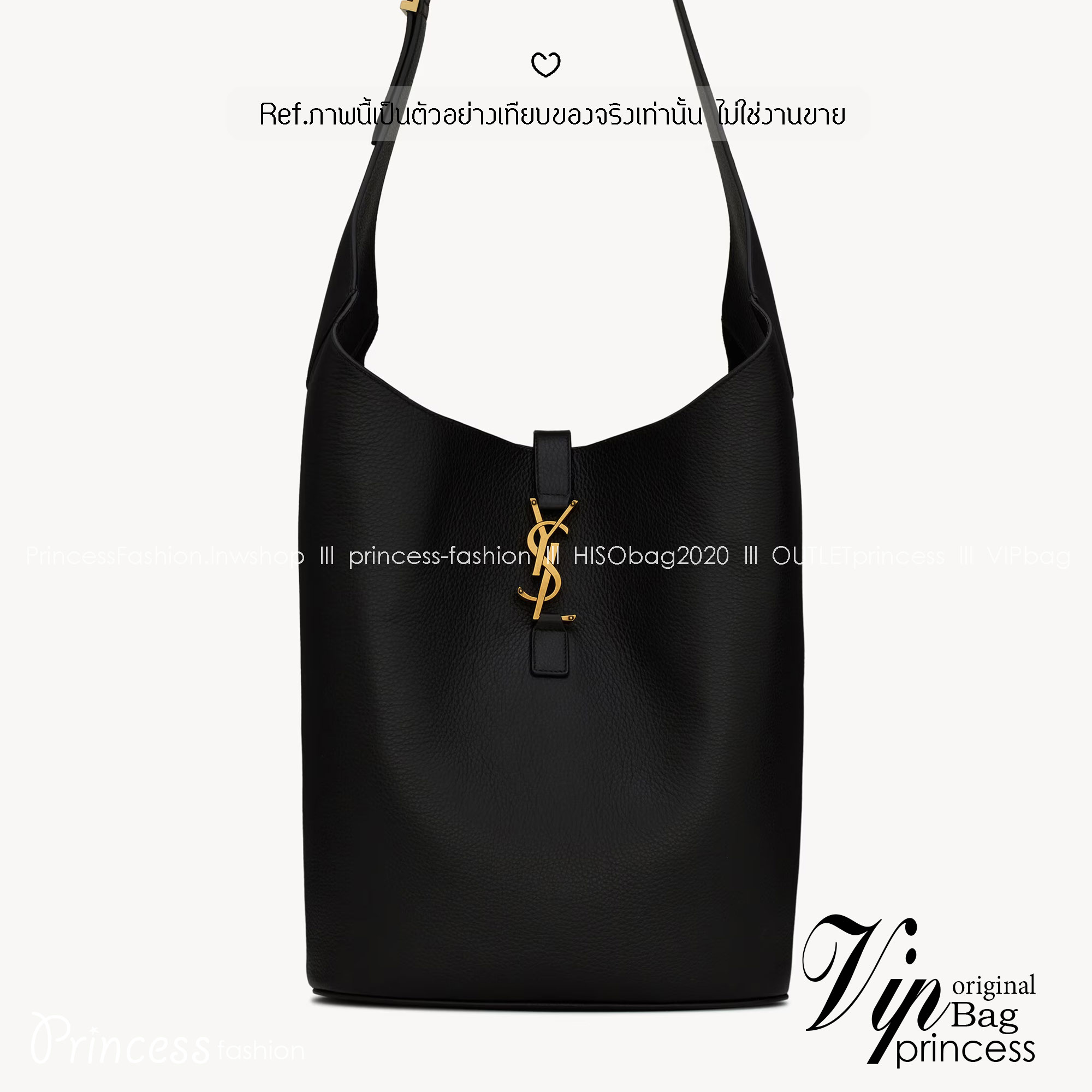 ORI หนังแท้ | YSL LE 5 À 7 hobo in grained leather 30cm / YSL Bucket Bag กระเป๋าสะพายทรงบัคเก็ต งานหนังแท้ลายเกรนใบใหญ่ ดีไซน์รูปทรงใช้งานง่าย ภายในโล่งกว้างมาก มาพร้อมใบเล็กเข้าชุด