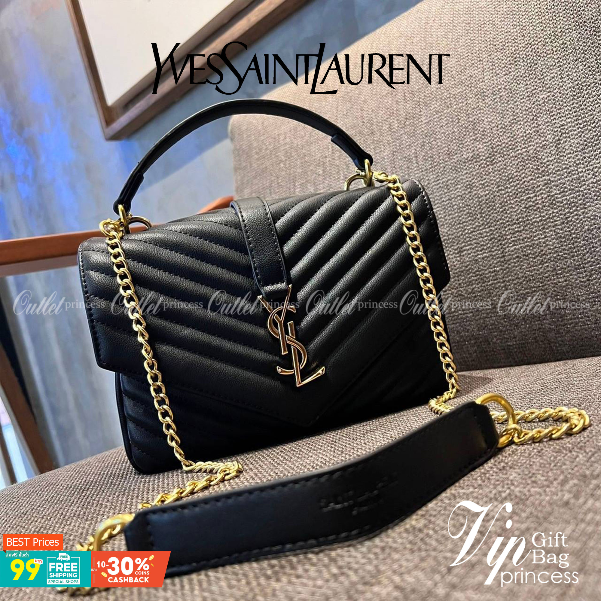 Yves Saint laurent crossbody boutique vip bag กระเป๋าสะพายไหล่ ดีไซน์ทรงสวยหรู พิเศษ แถมฟรี พวงกุญแจห้อยอะไหล่สีทอง ดูแพงไปหมดจริงๆไอเท็มนี้ วัสดุหนังสังเคราะห์ เปิด-ปิดด้วยกระดุมแม่เหล็ก ภายในโล่งกว้าง มาพร้อมหูจับในตัว และสายสะพายครอสบอดี้ที่สามารถถอดออ