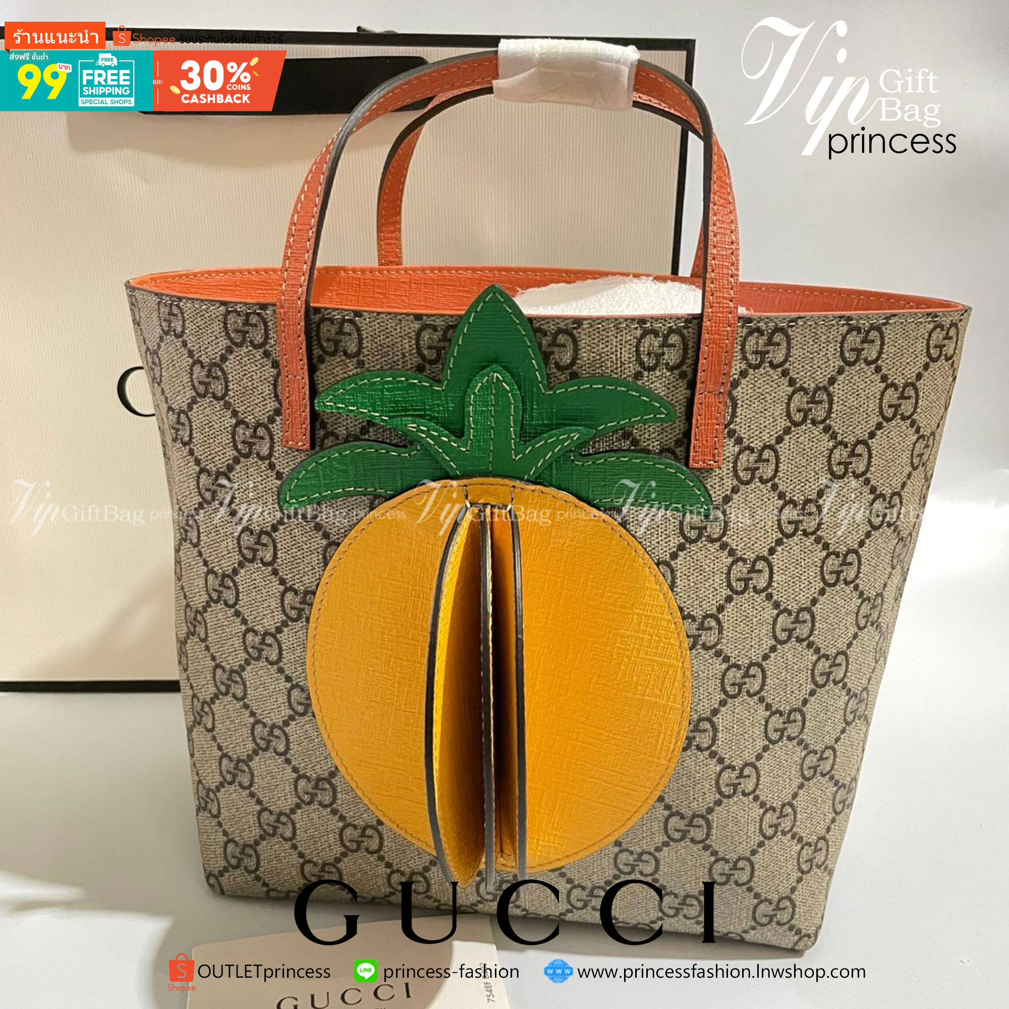 VIP 】Animal-Friendly Gucci Kid GG Supreme Tote Bag งานหนังแท้ทรงตั้งสวย ขนาดกะทัดรัด จุของได้เยอะ ใช้ได้ทั้งเด็กและผู้ใหญ่ น่ารักมากค่ะ
