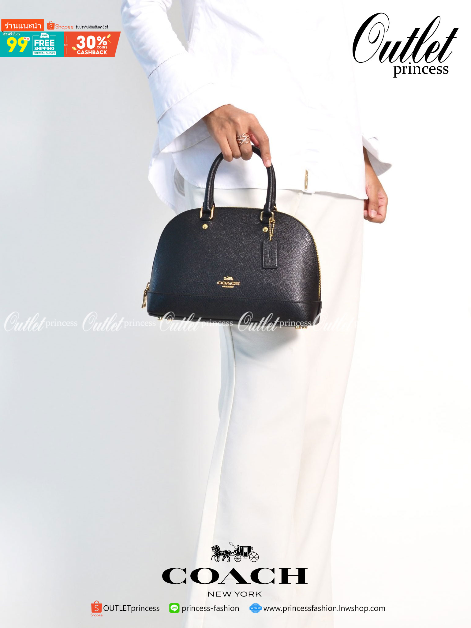 COACH F27591 MINI SIERRA SATCHEL กระเป๋าทรงโดมสุดคลาสสิค สีดำอมตะ ฮิตตลอดกาล มาพร้อมหูจับในตัวและสายสะพายครอสบอดี้ ที่จะคล้องแขนก็ได้อีกลุค หรือจะถือเก๋ๆก็เลิศ วัสดุหนัง crossgrain ทนทาน ดูแลรักษาง่าย ภายในโล่งกว้าง ใส่ของได้ครบไม่ต้องห่วง เป็นไอเท็มที่หา