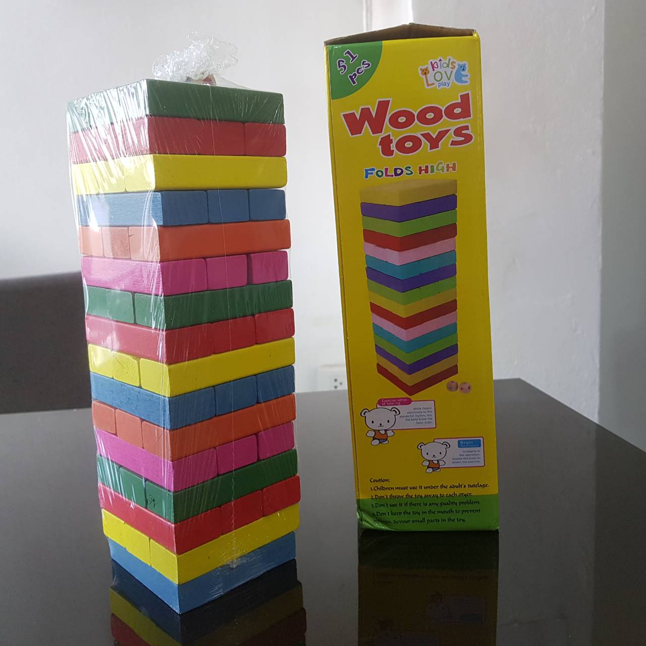 เกมตึกถล่มไม้ เจงก้าไม้ขนาด16 ชั้น มีสองแบบ แบบตัวเลขและสี