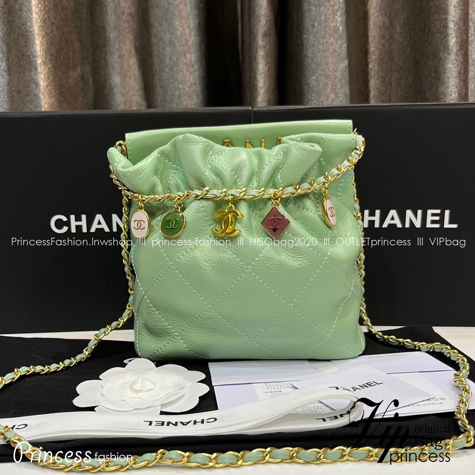 CHANEL 23p mini 22bag / Chanel 23P mini bucket bag / Chanel ss22 shopping tote กระเป๋าสะพายไซส์มินิ เกรดออริ 1:1 ใช้งานต่างประเทศได้