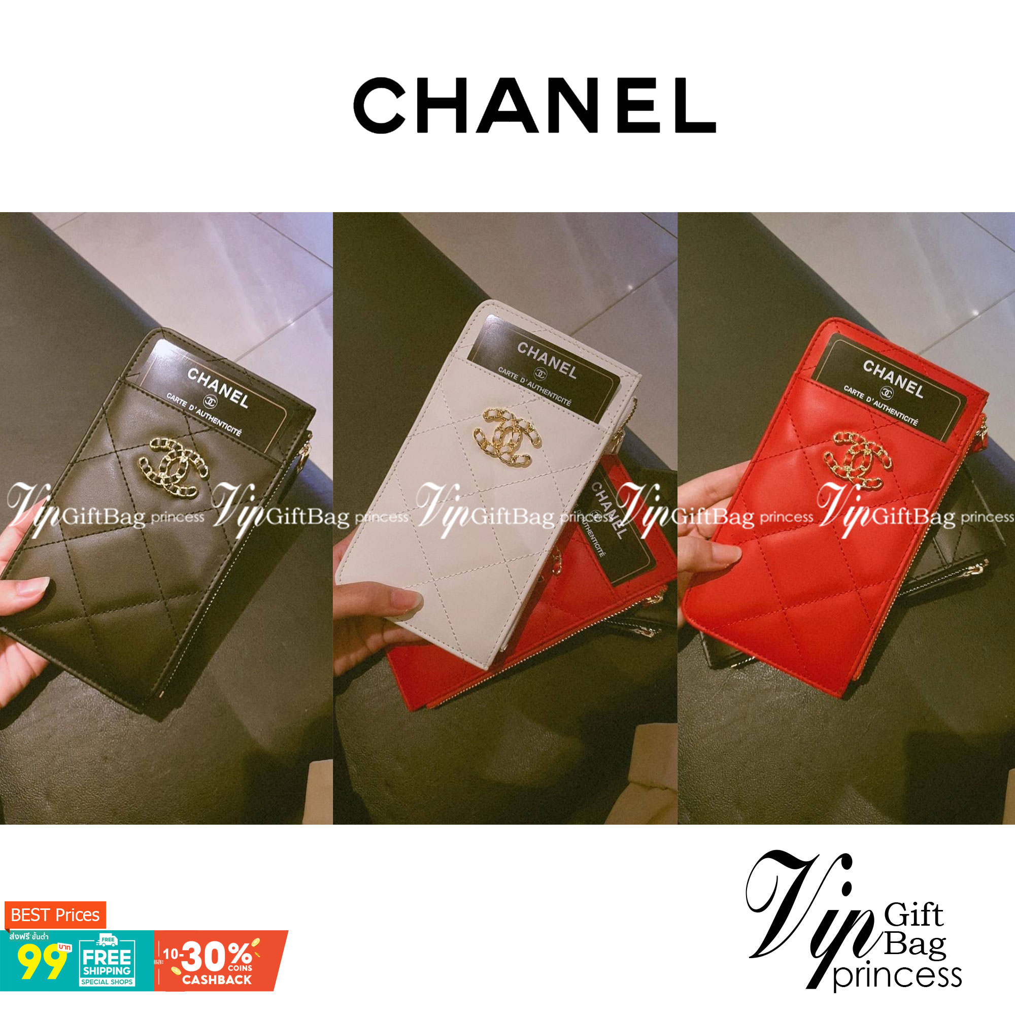 CHANEL LONG WALLET CARD PHONE HOLDER พร้อมส่งครบ 3 สี ❤️🖤🤍 พร้อมส่งที่ไทยค่าา กระเป๋าสตางค์รับทรัพย์ แนะนำรุ่นนี้เลยคะ งานพรีเมี่ยมกิ้ฟท์จากเค้าเตอร์ต่างประเทศ กระเป๋าสตางค์ทรงสวย สะดุดตา หนังสัมผัสลายด้าน จากแบรนด์ 𝗖 Ǖ