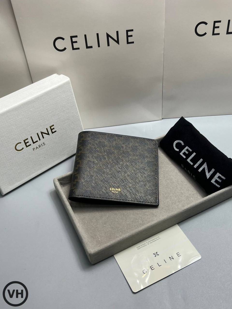 ORI หนังแท้ | CELINE Bi-fold Wallet / CELINE Wallet กระเป๋าสตางค์ใบสั้น กระเป๋าสตางค์ซีลีนผู้ชาย
