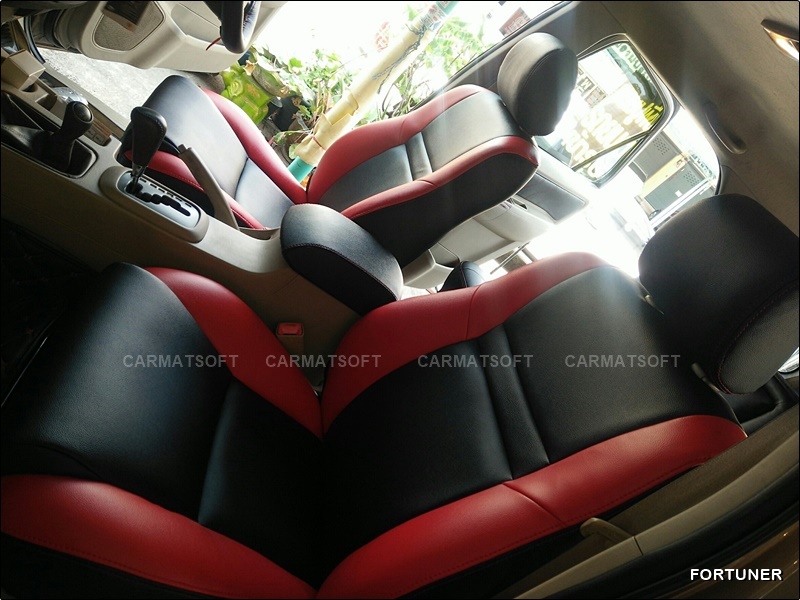 ชุดหุ้มเบาะรถยนต์ FORTUNER หนังPVC เกรดA หนา1มิล สีดำแดง