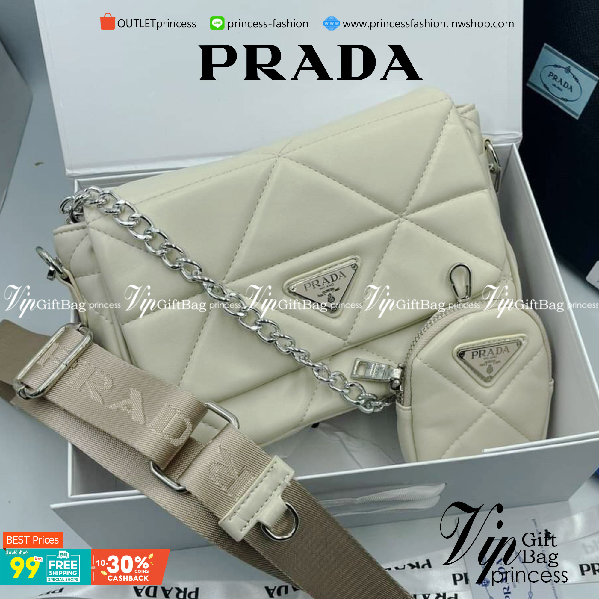 VIP 】PRADA System nappa leather patchwork bag หนังแท้ พร้อมส่งที่ไทย 6 สี