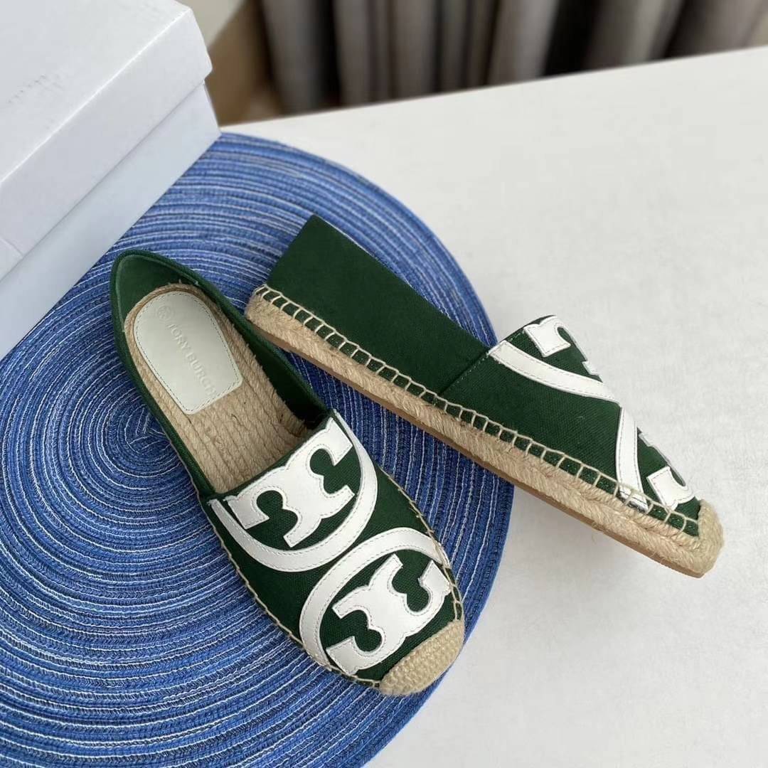 Tory Burch Espadrilles / Tory burch Poppy Espadrille Canvas / TORY BURCH SHOES เกรดออริจินอล พร้อมส่ง ภาพถ่ายจากสินค้าจริง ใช้งานต่างประเทศได้