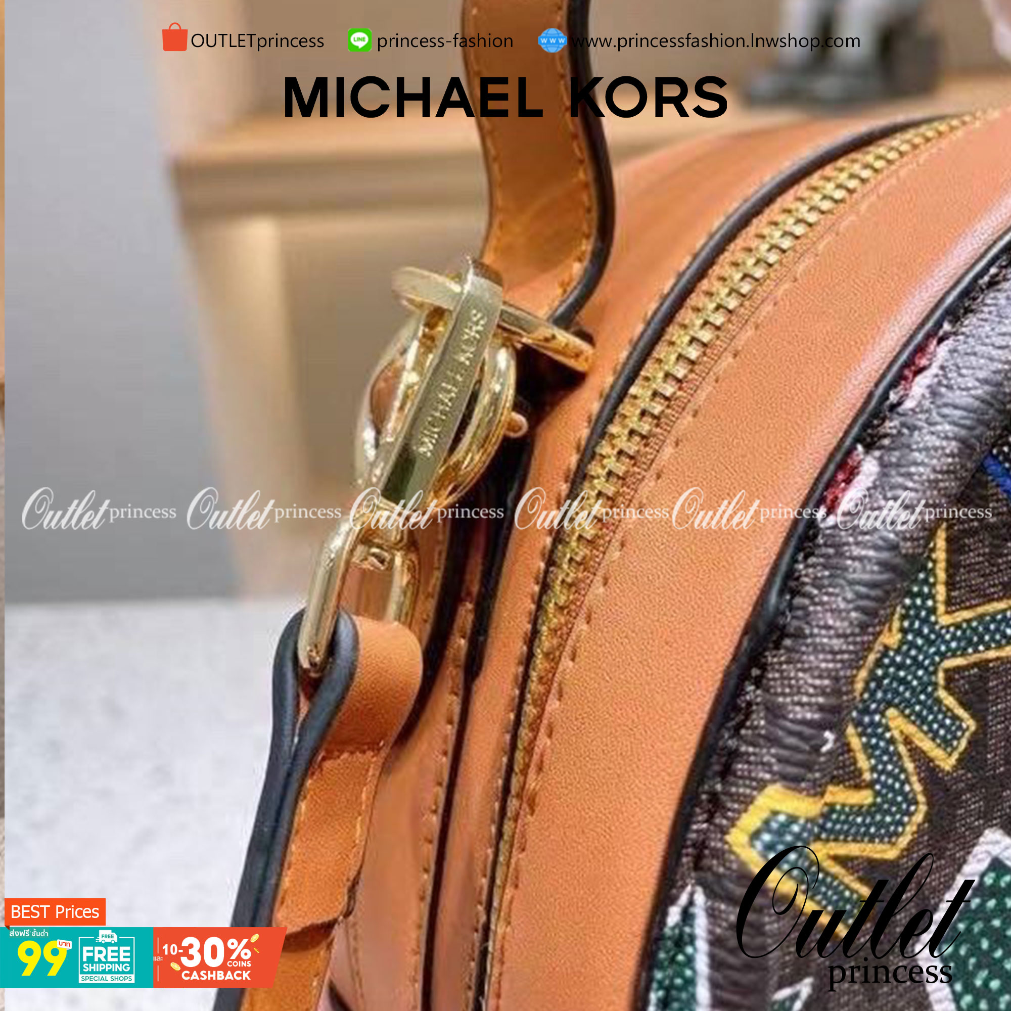 MICHAEL KORS ROUND CROSSBODY สีขาว/ดำ พร้อมส่งที่ไทย กระเป๋าสะพายMK ทรงกลม งานซิปเปิดได้กว้าง หนังพิมพ์ลายแบรนด์ มาพร้อมสายสะพายยาวครอสบอดี้ได้ค่ะ อะไหล่ทองสวยหรู งานจริงสวยน่าใช้มากค่ะ