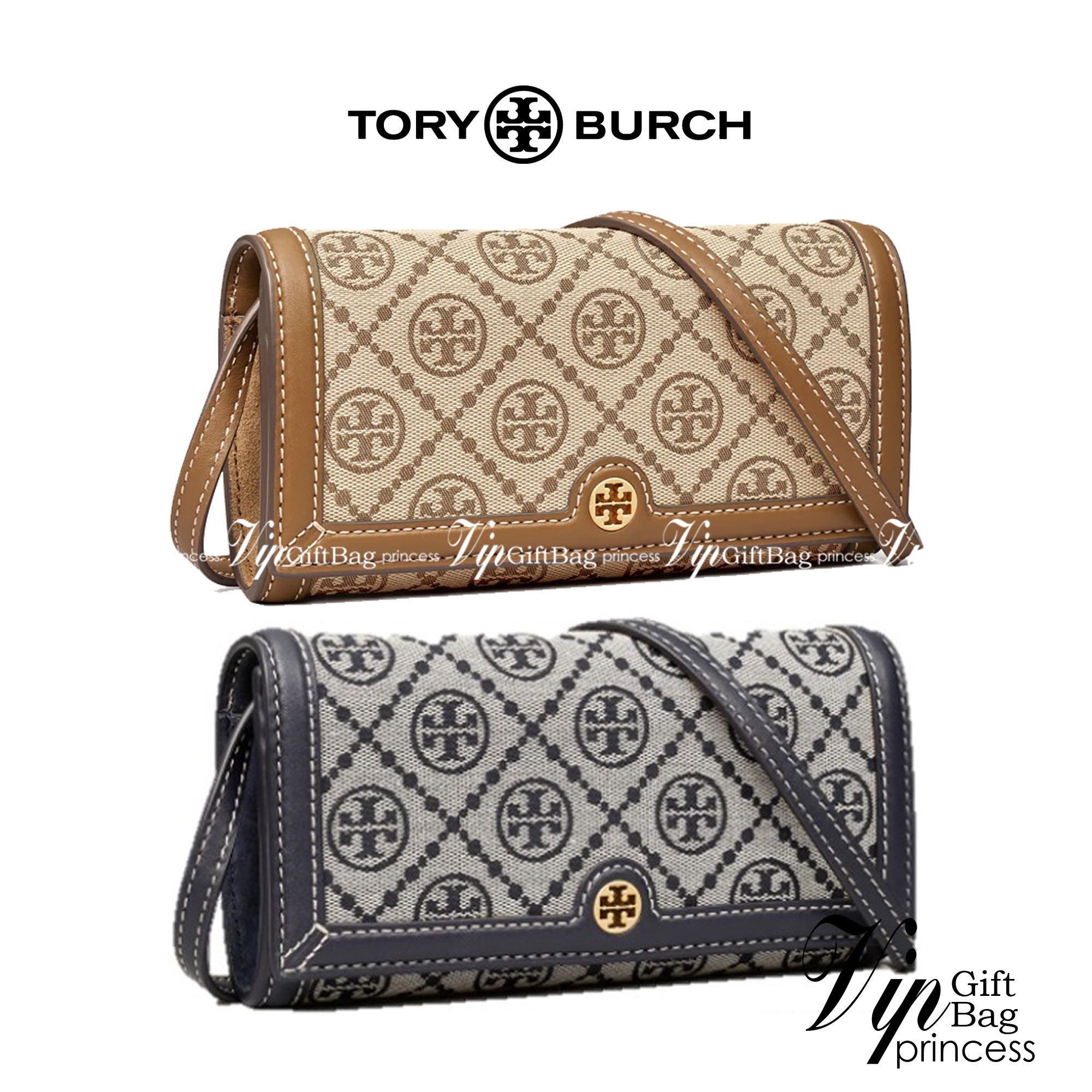 TORY BURCH T MONOGRAM JACQUARD CROSSBODY WALLET best seller ของคอลเลคชั่นนี้ ต้องไม่พลาด กับกระเป๋าสะพายกึ่งกระเป๋าสตางค์ ที่ช่วยให้ชีวิตง่ายขึ้น วัสดุผ้า jacquard ตัดสลับหนังแท้ เปิด-ปิดแบบฝาปิดแม่เหล็ก ภายในใส่ธนบัตรได้ มีช่องใส่บัตร และยังมีช่องซิปอีกด