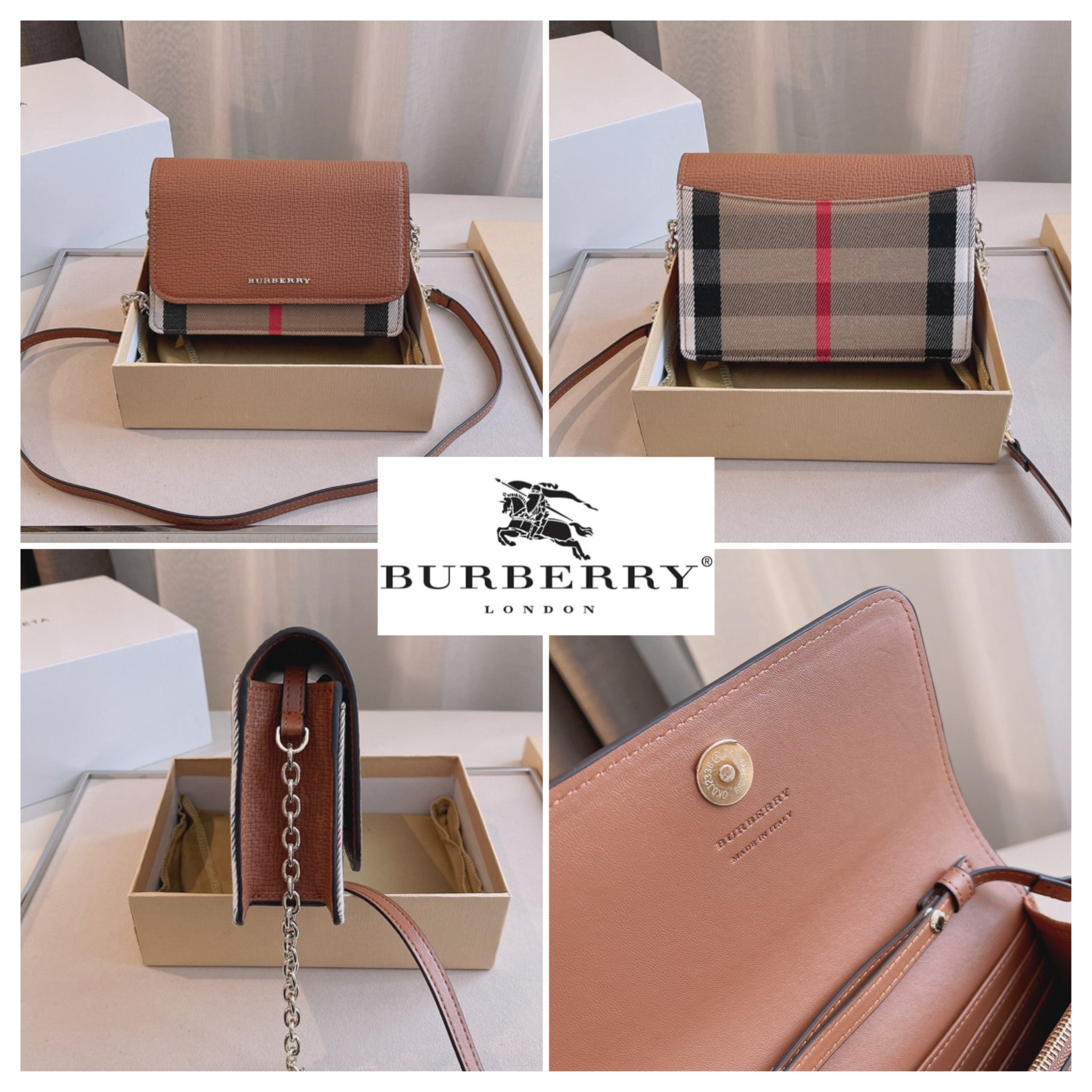 พรีเมี่ยมกิ๊ฟแท้ 💯% 】BURBERRY CROSSBODY BAG กระเป๋าสะพายพรีเมี่ยมกิ๊ฟรุ่นใหม่ล่าสุด Limited จาก BURBERRY Perfume DutyFree ตัวกระเป๋าอยู่ทรงสวย วัสดุทำจากหนังสลับผ้าลายแบรนด์ เปิดปิดด้วยกระดุมแม่เหล็ก **ฝาทรงเหลี่ยม