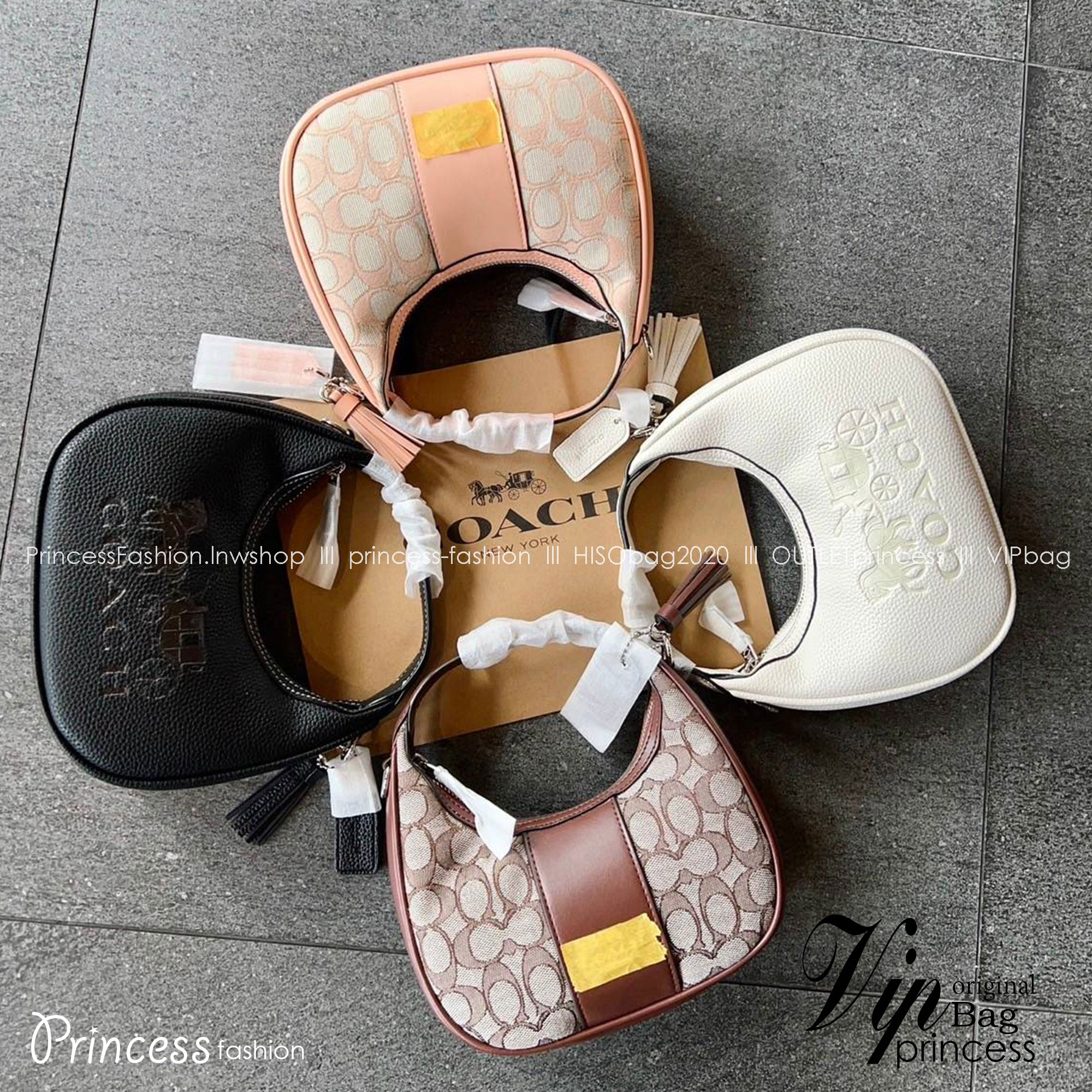 COACH CARMEN MINI CROSSBODY IN SIGNATURE JACQUARD กระเป๋ารูปทรงพระจันทร์โค้งมน น่ารักน่าใช้มากๆ!! เกรดท็อปออริ เกรดดีสุด สลับแท้ 1:1 ใช้ต่างประเทศได้