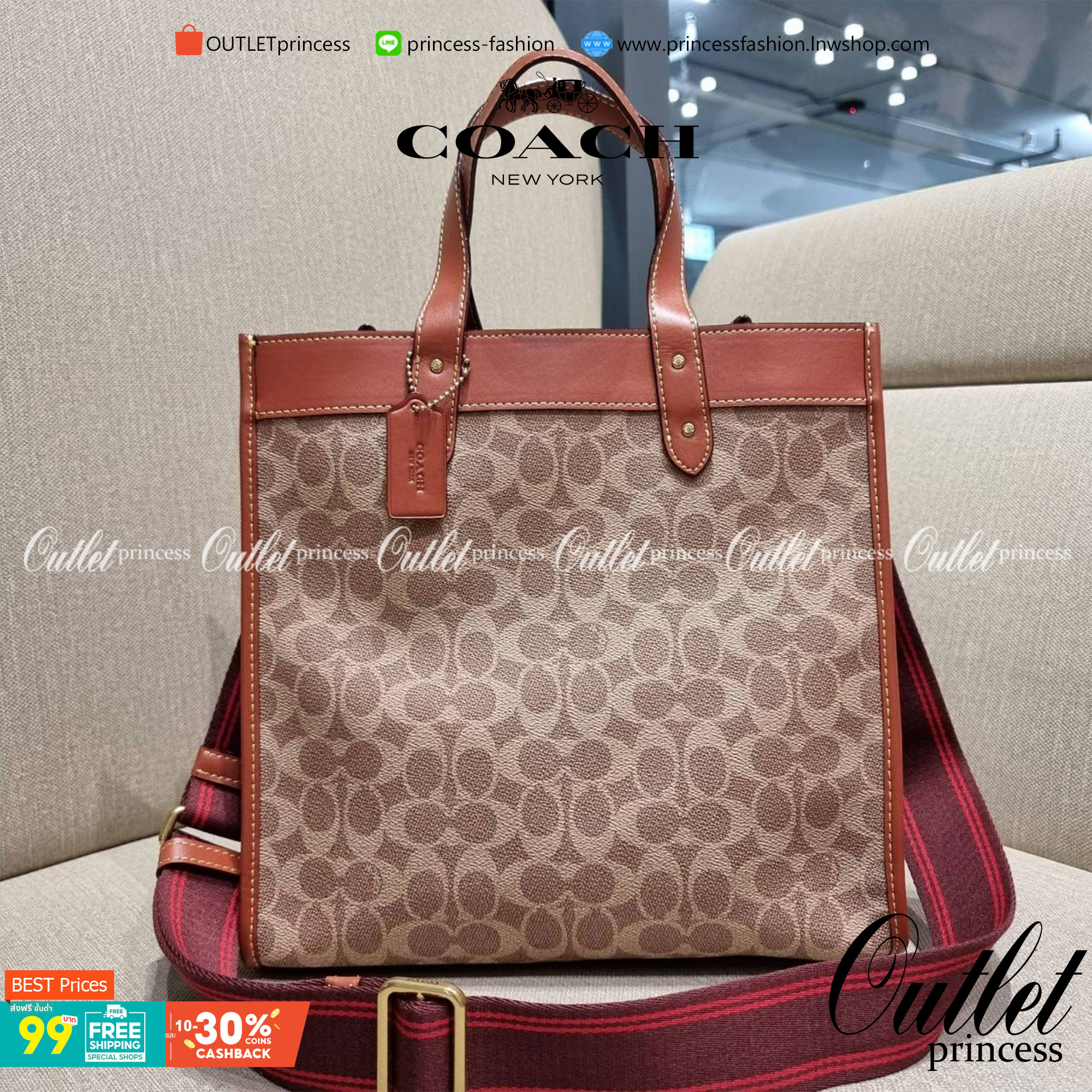 COACH C0776 FIELD TOTE WITH HORSE AND CARRIAGE PRINT คอลเลคชั่นสุดคลาสสิค สวยหรูดูแพง กระเป๋าทรงโท้ท ไซส์ใหญ่จุคุ้ม ฟังก์ชั่นการใช้งานสะดวกที่สุด มีทั้งสายคล้องแขนในตัว และสายครอสบอดี้ วัสดุหนังแคนวาสเคลือบลายสลับหนังแท้ ปากกระเป๋ามีกระดุมแม่เหล็กไว้ปิดกั