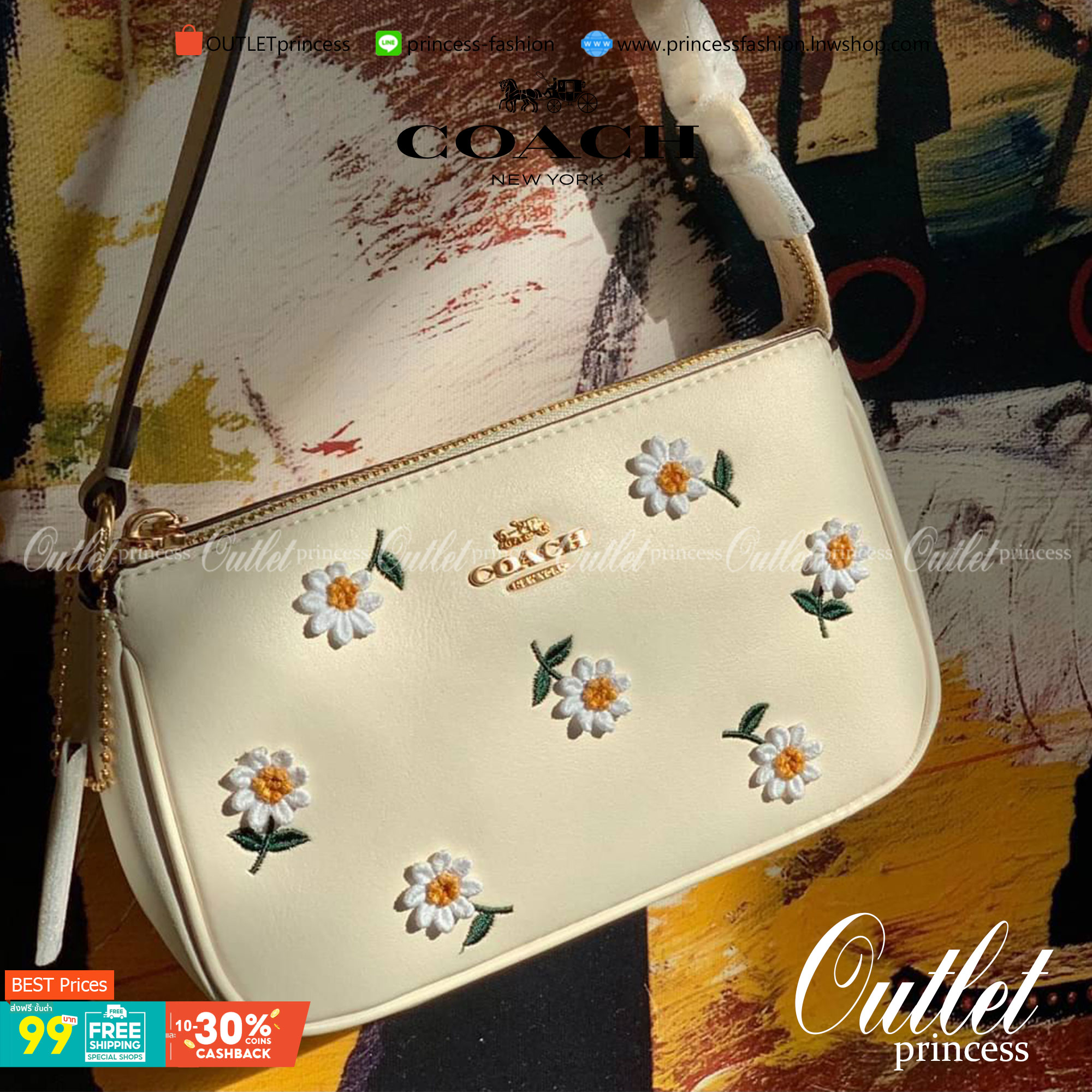 COACH NOLITA DAISY BAG (coach C3356) พร้อมส่งทันทีค่ะ! กระเป๋าหิ้ว//คล้องไหล่ หนังแท้เรียบสวย จุดเด่นด้านหน้าปักดอก Daisy แบบ3D นูนขึ้นมาสวยงามสะดุดดตามากๆค่ะ เปิดปิดกระเป๋าแบบซิป ภายในใส่มือถือได้ทุกรุ่น;กระเป๋าเงินใบกลางได้;มีช่องเสียบบัตร2ช่อง;และช่องใ