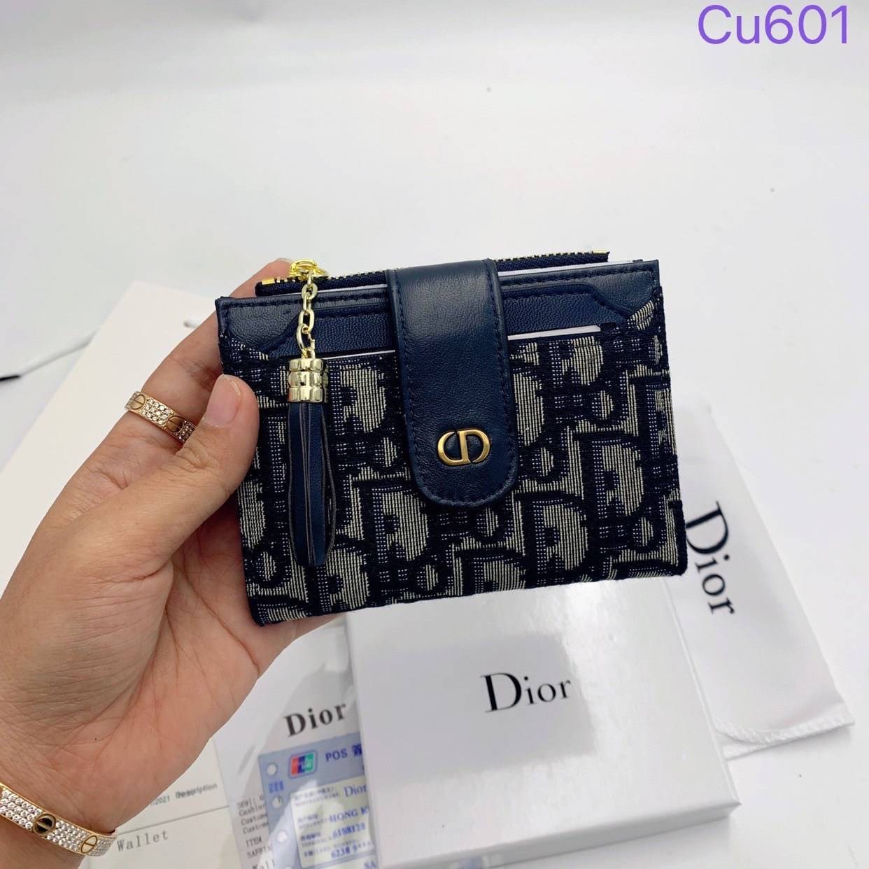 DIOR Zip Wallet jacquard leather / DIOR Card Holder กระเป๋าสตางค์ กระเป๋าใส่บัตรแบรนด์หรู งานเซ็ท 2 ชิ้น สุดคุ้ม พร้อมส่งที่ไทย ภาพสินค้าถ่ายจากงานขายจริง ใช้งานต่างประเทศได้
