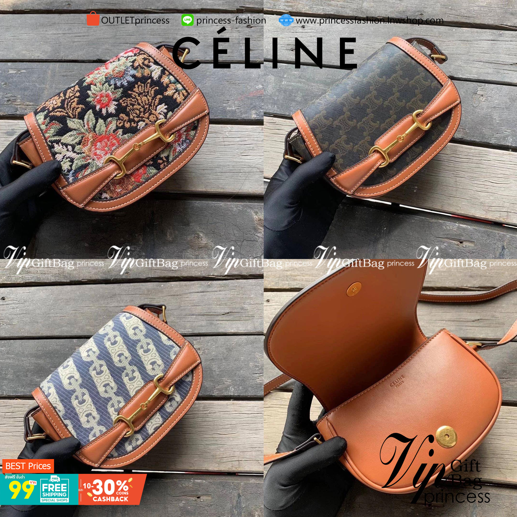 VIP 】หนังแท้ CELINE CROSSBODY BAG CELINE CRECY IN MAILLOM TRIOMPHE JACQUARD AND CAFTSKIN BAG กระเป๋าสะพายทรงสวยหรูอยู่ทรงเปิดปิดด้วยฝาปิดกระดุมโลโก้แบรนด์ ภายในโล่ง ขนาดกะทัดรัด น่ารัก สายสะพายหนังยาวปรับระดับได้จะสะพายไหล่หรือ CROSSBODY ก็ดูดี ตัวจริงสวย