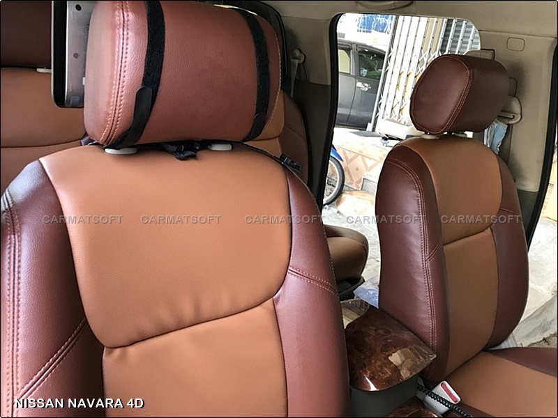 ชุดหุ้มเบาะรถยนต์ NISSAN NAVARA 4D หนังPVC เกรดA หนา1มิล สีชาน้ำตาล