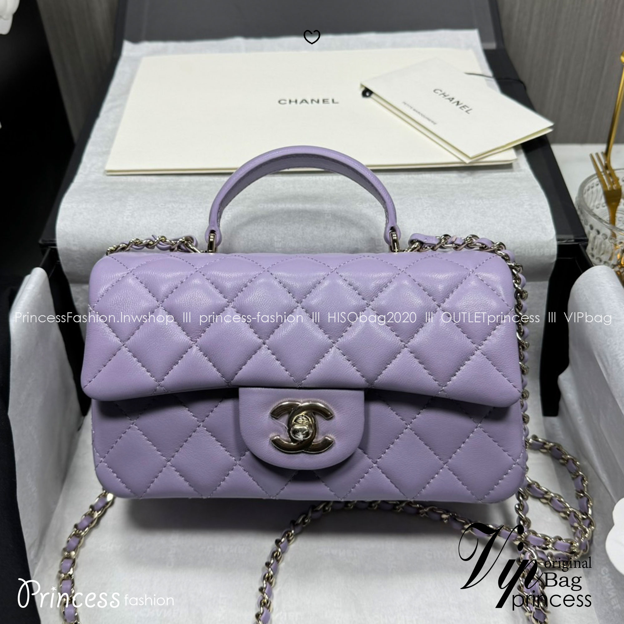ORI | หนังแท้ Chanel Mini Classic Handbag With Top Handle กระเป๋าสะพายรุ่นคลาสสิกพร้อมหูจับถนัดมือ สวยเรียบหรู 🤍 สินค้าเกรดออริจินอล เทียบแท้