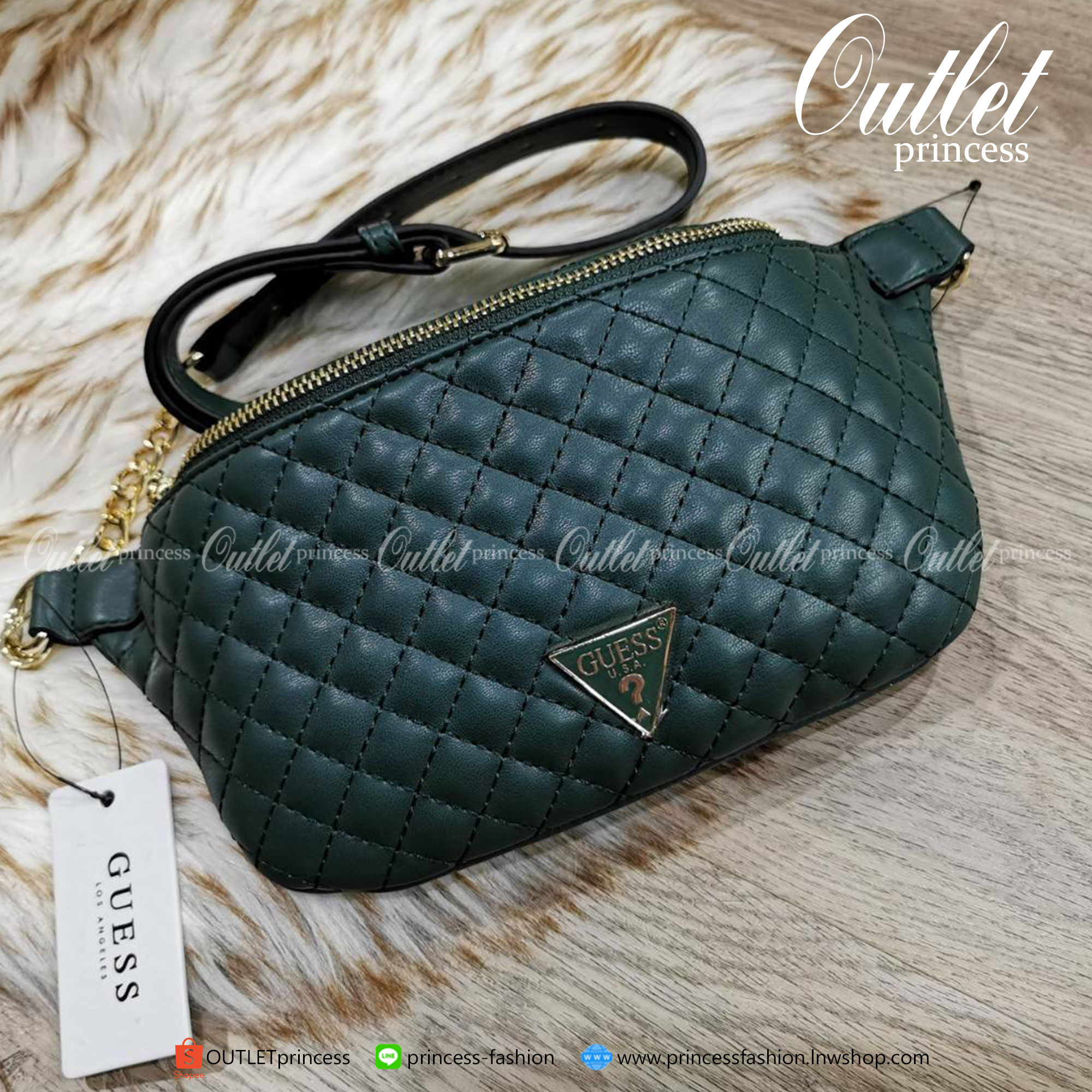 ของแท้ 100% Guess Woman Factory Belt Bag กระเป๋าสะพาย/คาดเอว/คาดอก รุ่นใหม่ดีไซน์ยอดนิยม สีเขียว