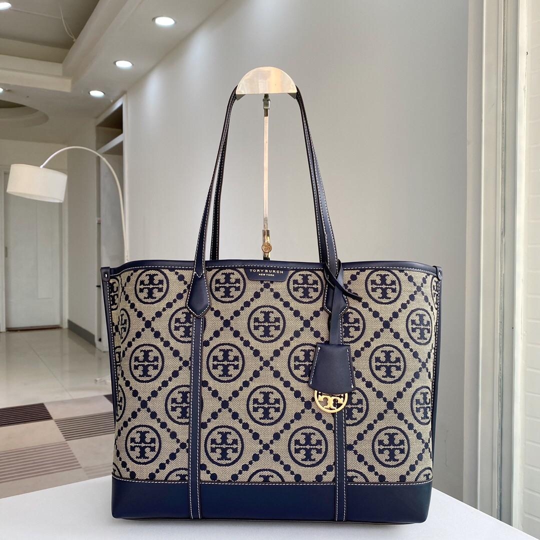 Tory Burch Perry Monogram Jacquard Triple Compartment Tote