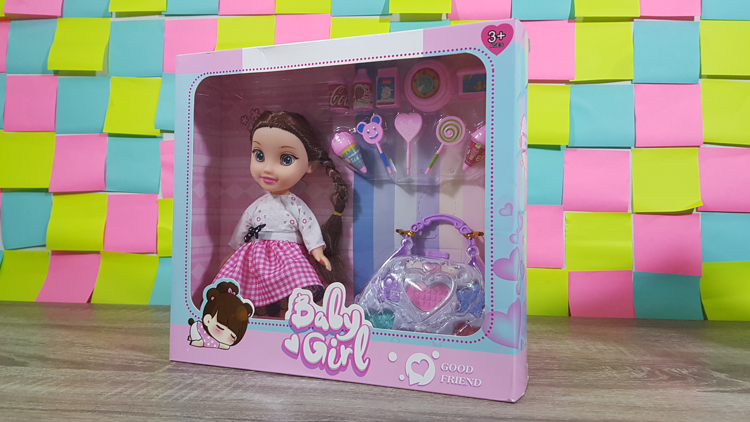 ตุ๊กตาเด็กผู้หญิง+กระเป๋าแต่งหน้า (No.HL-1)