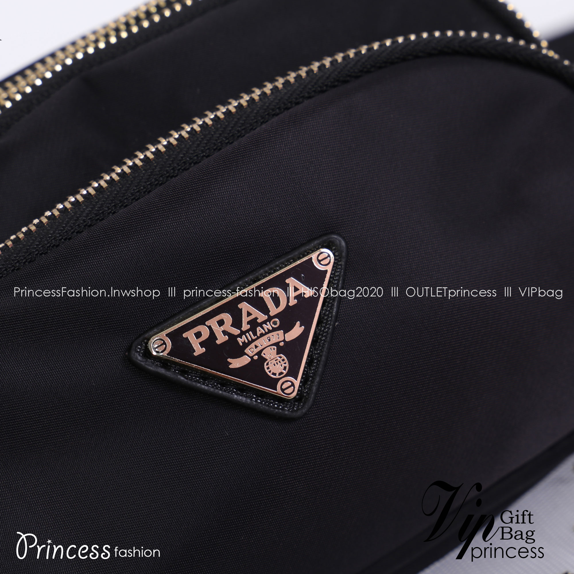 PRADA MINI 3 ZIPPER NYLON HANDBAG & SHOULDER BAG กระเป๋าถือหรือสะพายทรง dome size mini วัสดุ nylon มีหูหิ้วจับถนัดมือ