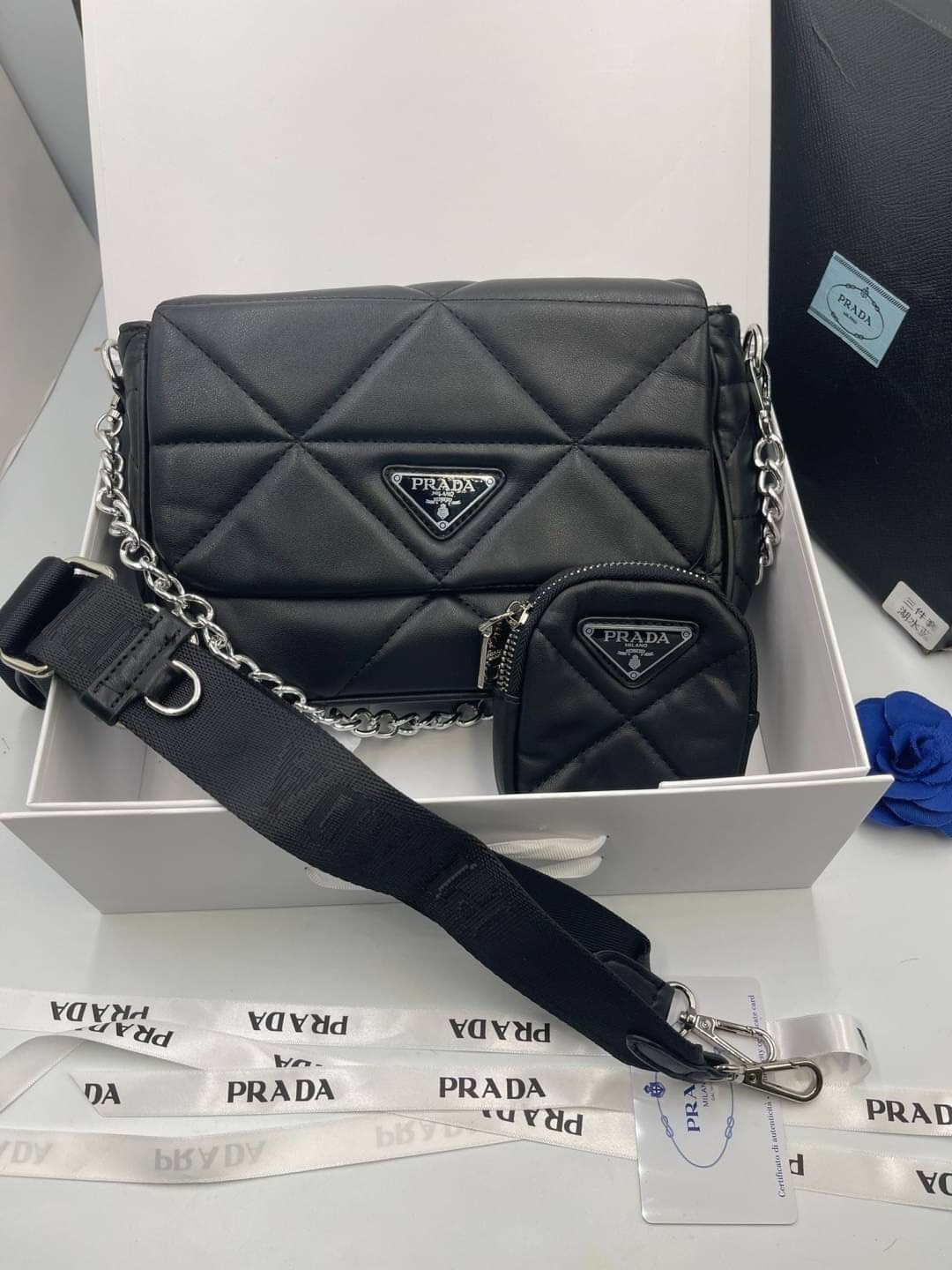 VIP 】PRADA System nappa leather patchwork bag หนังแท้ พร้อมส่งที่ไทย 6 สี