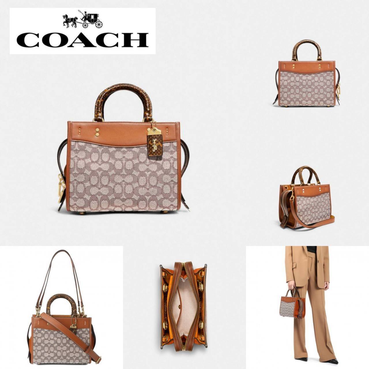 ดีเทลเนียบมาก คลาสสิค หรูหราได้ใจ😘🌺//>>COACH ROGUE 25 IN SIGNATURE TEXTILE JACQUARD WITH SNAKESKIN DETAIL(COACH C5467)🍁กระเป๋ารุ่นคลาสสิค หรูหรา มีรสนิยม จะถือ หรือสะพายได้ตามดีไซน์การใช้งานเลยจ้า// วัสดุ jacquard ลาย signatu