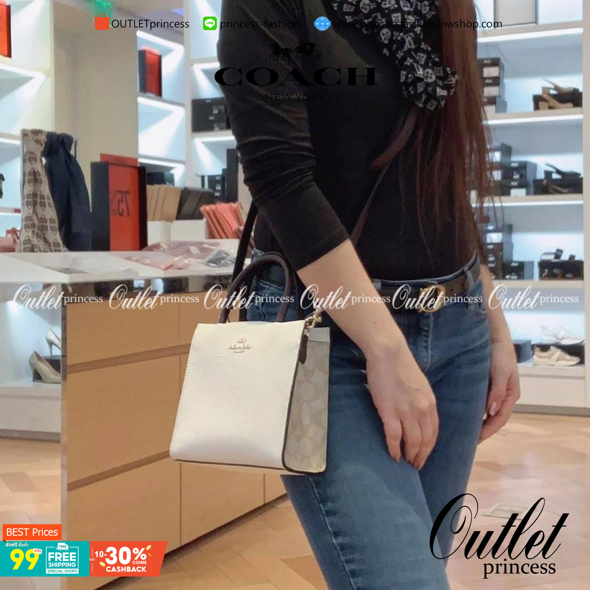 COACH MINI CALLY CROSSBODY IN SIGNATURE ((3599, 2184, 5693, 2134, 2183)) พร้อมส่งที่ไทยทันที! กระเป๋าสะพายครอสบอดี้ร์ กระเป๋าครอสบอดี้โท้ทมินิไซส์ รุ่นใหม่สุดฮอต!! ใบจริงคือน่ารักม้ากกกก!! สวยอยู่ทรง น่ารักน่าใช้ ทรงTote ปากกระเป๋าเปิดปิดแบบแม่เหล็ก ภายใน