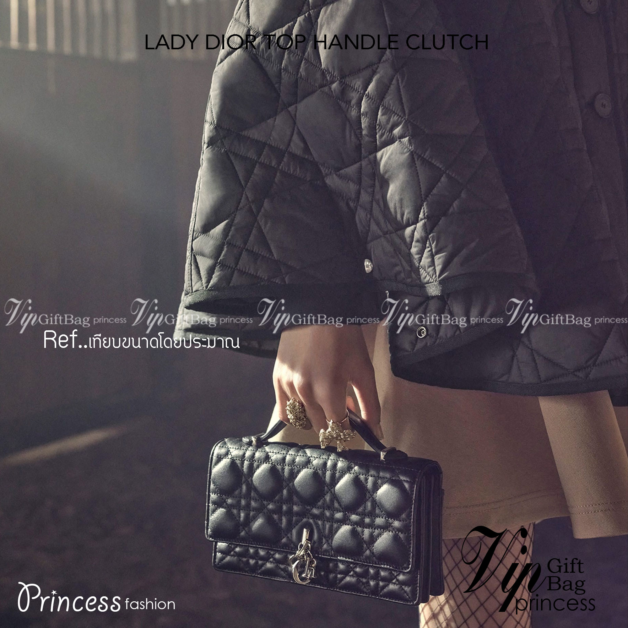 DIOR LADY DIOR TOP HANDLE CLUTCH เกรดเทพออริจินอล Rose Des Vents Cannage Lambskin หนังแท้ งานดีสุด ภาพถ่ายจากงานขายจริง ใช้งานต่างประเทศได้