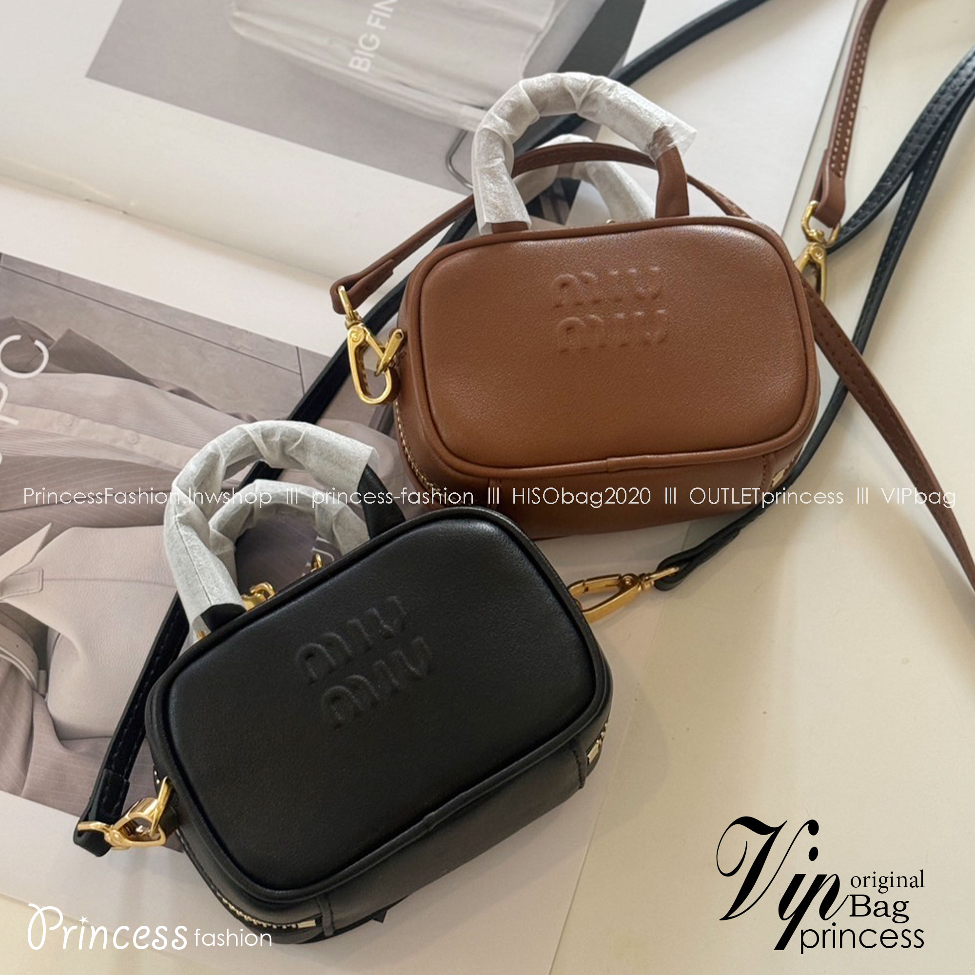 MIUMIU Leather micro bag / MIUMIU Mini Bag กระเป๋าถือสะพายใบเล็ก เกรดออริ 1:1 ใช้งานต่างประเทศได้ ภาพถ่ายจากงานขายจริง