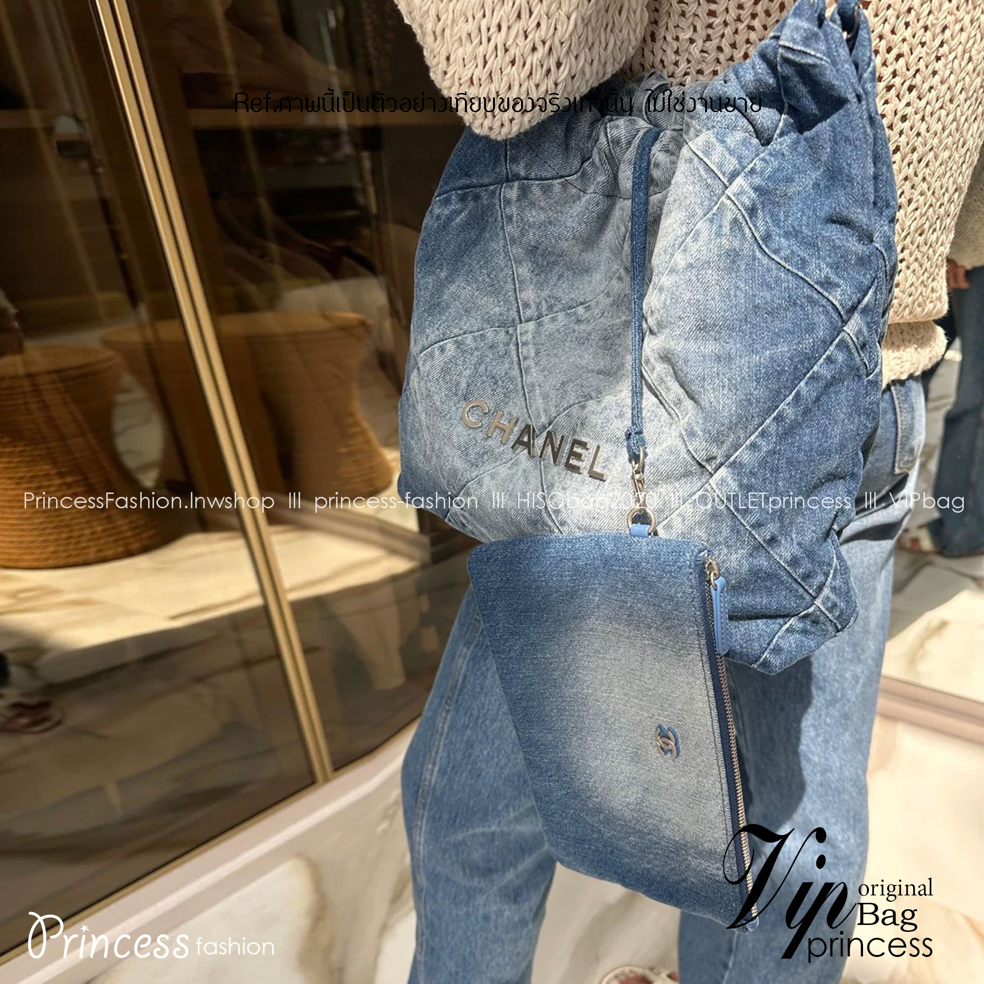 CHANEL Denim Quilted Chanel 22 Blue / Chanel 22 Handbag Denim พร้อมส่ง กระเป๋าสะพายยีนส์ เท่ๆ คูลๆ งานเดนิมฟอกดีเทลความสวยมากมาย ภายในโล่งกว้าง จุของได้สบายๆ