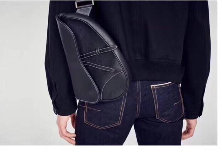 VIP 】หนังแท้ CHRISTIAN DIOR SADDLE BAG Black Grained Calfskin