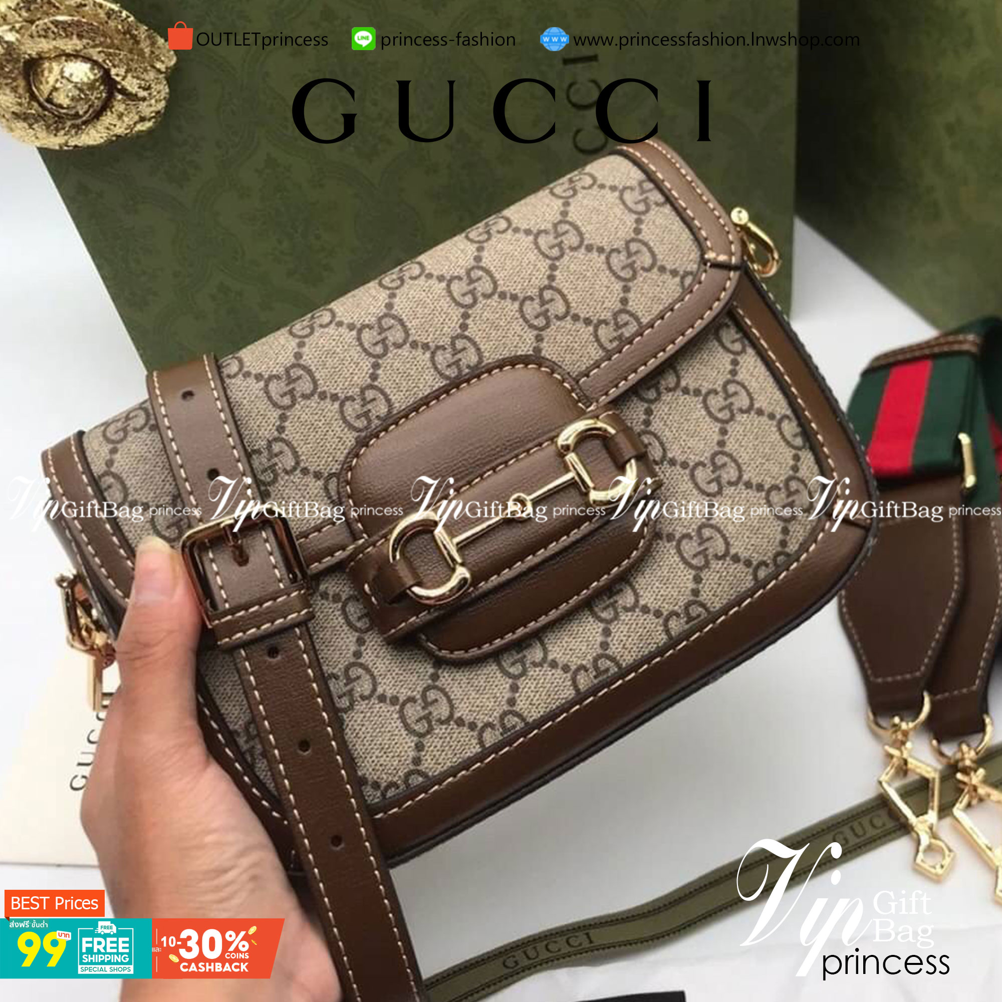 VIP GIFT 】หนังแท้ GUCCI Horsebit 1955 mini bag GG Supreme canvas ที่สุดของรุ่นที่ฮอตหนักมาก คอลเลคชั่นที่ยอดขายดีตั้งแต่วันแรกที่ลง shop ด้วยรูปทรงที่กะทัดรัด ตอบโจทย์ได้ทุกลุค ทุกไลฟ์สไตล์ ใช้งานได้ง่ายคล่องตัว เรียกได้ว่าใครไม่มีได้ยังไง สวยขนาดนี้!!