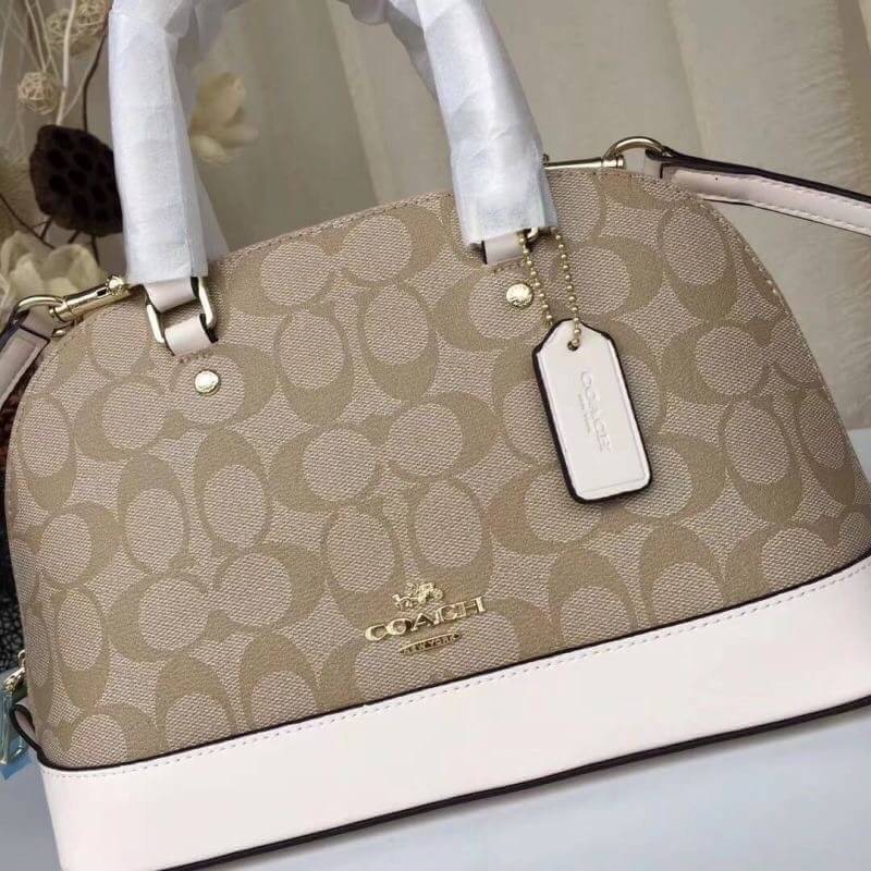 Coach Mini Sierra Signature กระเป๋าถือทรงโดม ภายในกว้างสามารถใส่กระเป๋าเงินเล็ก และมือถือได้ และยังมีช่องซิปเล็ก 1 ช่อง ด้านหลังมีกระเป๋าเล็กเก็บบัตร 1 ช่อง ใครยังไม่มีพลาดไม่ได้แล้วนะคะ
