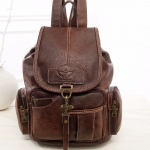 กระเป๋าเป้ กระเป๋าสะพายหลัง สำหรับผู้หญิง กระเป๋าสะพายหนังนิ่ม ทรงถุง แบบวินเทจ สุดคลาสสิค สีน้ำตาล สีดำ แบบสวย สไตล์ สปอร์ต ขนาดกลาง 657635