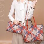 กระเป๋าถือผู้หญิง กระเป๋าสาน ทำลาย ซื้อ 1 ได้ถึง 3 คุ้มสุดคุ้ม กระเป๋าสาน ใบใหญ่ ดีไซน์สวย ลายสก๊อต 904822