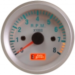 เกจ์วัดรอบ rpm ขอบเงินพื้นขาว 52 mm