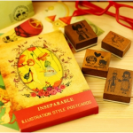 ตัวปั๊ม+card ชุดทูนหัวของบ่าว Inseparable Illustration Style Postcards