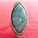 สินค้าหมดค่ะ แหวนหินเทอร์ควอยส์สีฟ้า โรเดียมสีเงิน(มีโชค)แบบ3ค่ะ