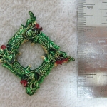 จี้บ่วงนาคบาศ4เศียรเนื้อทองเหลืองลงยาสีเขียวพร้อมใบคาถาค่ะ