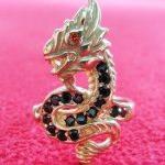 สินค้าหมดค่ะ แหวนพญานาคทองเหลืองพลอยสีดำ เสริมดวงบารมี แบบ2ค่ะ