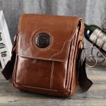 กระเป๋าสะพายข้าง ผู้ชาย กระเป๋าหนังแท้ กระเป๋าคาดด้านข้าง แบบมีที่ปิด สีน้ำตาล กระเป๋าทำงาน แบบสะพายข้าง สวยหรู มีระดับ 837359