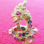 สินค้าหมดค่ะ แหวนพญานาคทองเหลืองพลอย7สี เสริมดวงบารมี แบบ3ค่ะ